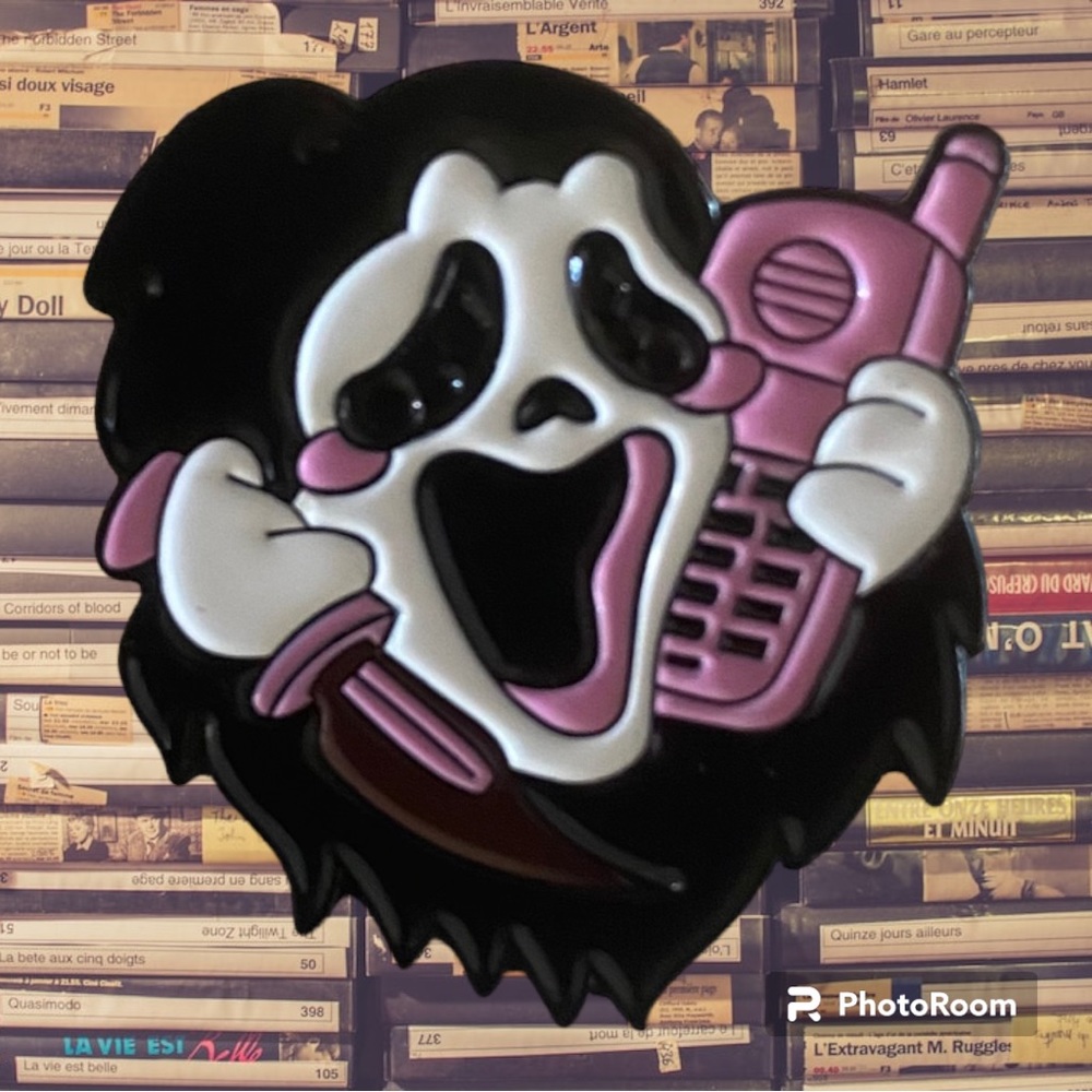 Ghost face enamel pin
